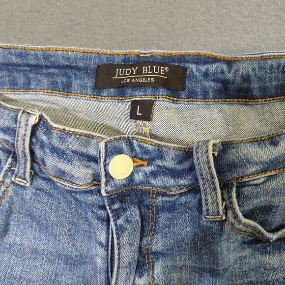 Judy Blue Jean Shorts Women's L Blue Denim Cutoff - Picture 8 of 9